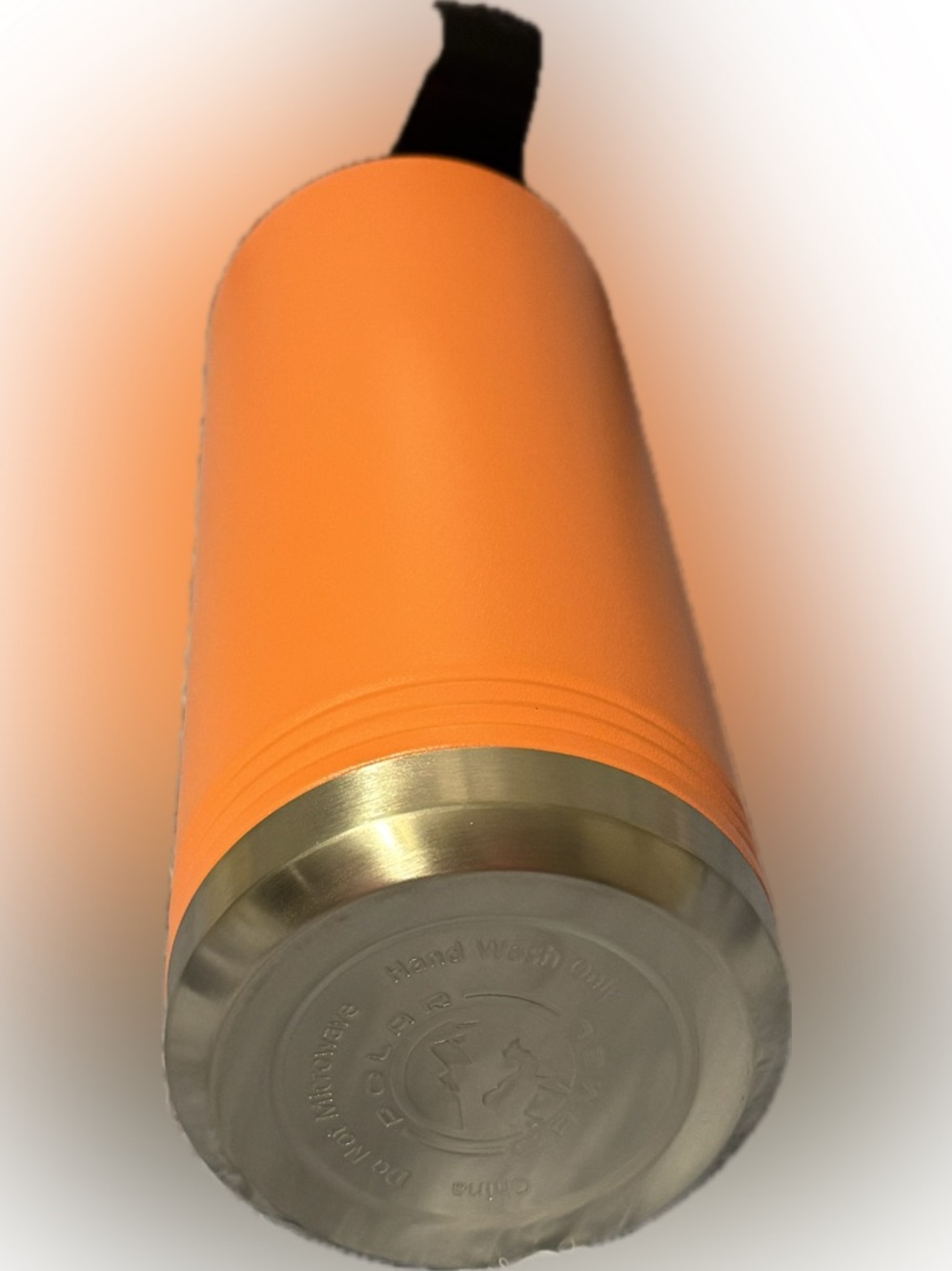 Orange Water Bottle With Laser Engraved Script Saying - Picture 4 of 5